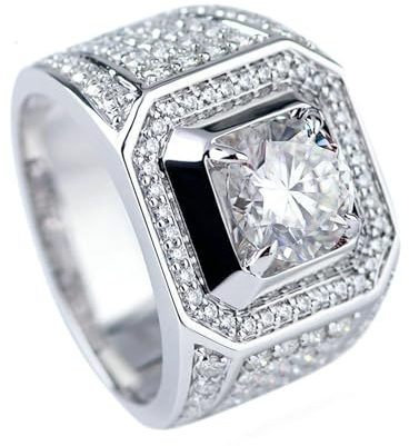 Epinki Ring Weißgold 585 14 Karat, Klassiker Breit Eheringe mit Moissanit 1ct Ovalschliff, 14K Gold Pärchen Ringe Trauringe Herren Echt Schmuck, Individuelle Größen