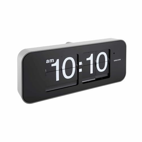 Karlsson Wanduhr Wide Flip - Silber - 40.5x9x16.5cm - Rechteck - PVC - Wanduhr Modern Wohnzimmer - Wanduhren