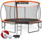 Hop-Sport Trampolin Outdoor Ø 305/366/427/488 cm - Trampolin mit innovativen, gebogenen Netzstangen, Sicherheitszertifikaten und Sicherheitsnetz (Orange/Schwarz, 427 cm)