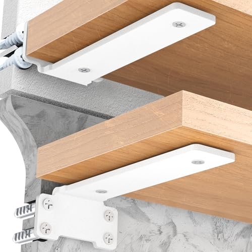 Yeabett Lot de 2 supports d'étagère robuste Blanc 20 cm Charge maximale 75 kg