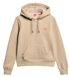 Superdry Damen Essential Logo Kapuzenpullover Kopfsteinpflastergrau 38
