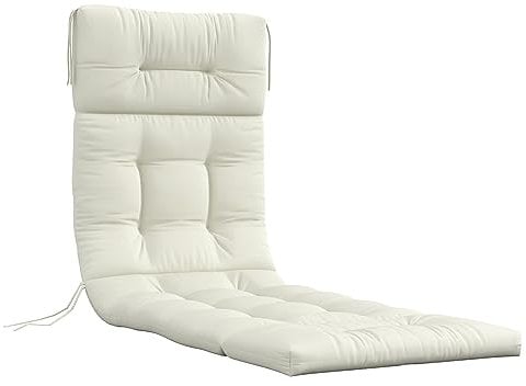Outsunny Coussin Matelas pour Chaise Longue transat Bain de Soleil avec Sangles d'attache pour Jardin dim. 200L x 60l cm Crème