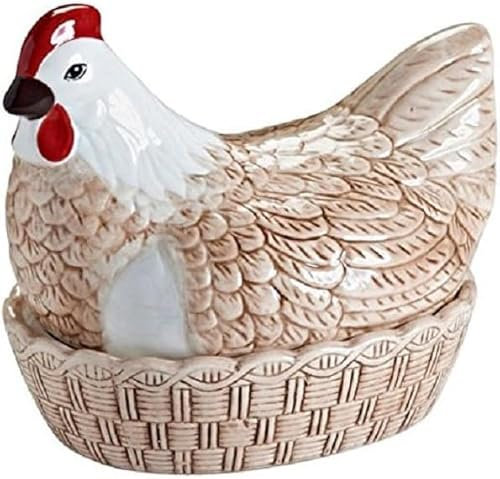 Mason Cash Farmyard Chicken Cockerel Shaped Egg Storage Basket – Elegant Tabletop Organizer with Rustic Charm, Ideal for Eggs, Small Kitchen Essentials And Decorative Touches (Rise and Shine Hen Nest)