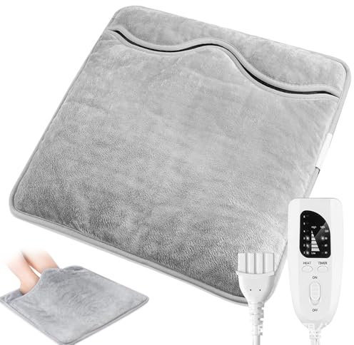 SKIKHN Elektrischer Fußwärmer, Fusswärmer Elektrisch mit 6 Heizstufen 4 Timer, Elektrischer Fußsack, Automatische Abschaltung, Maschinenwaschbar Elektrische Fußheizung für Fuß, Rücken und Ganzkörper