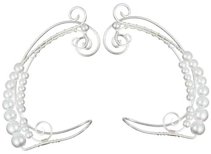 GALPADA 1par Pendientes De Perlas Para Orejas Sin Perforar Elegantes Ear Cuffs De Diseño Accesorios De Moda Para Mujeres Perfectos Para Cosplay y