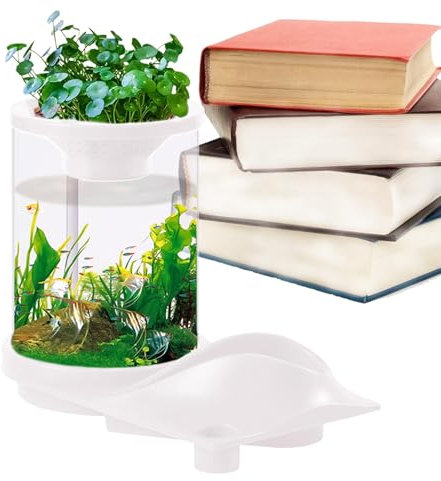 Kleines Aquaponic Aquarium - Kleines Leise Aquarium Für Fische | Leise Selbstversorgende Fischkugel Mit Filtersystem | Ökosystem Hydroponisches Aquarium Schreibtisch Wohnung