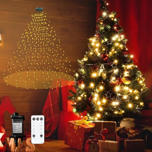 Christmas Tree Lights 2m 400LED String Lights Plug in Fairy Lights Waterproof with 16 Strands 8 Modes Remote for Indoor Outdoor Decoration