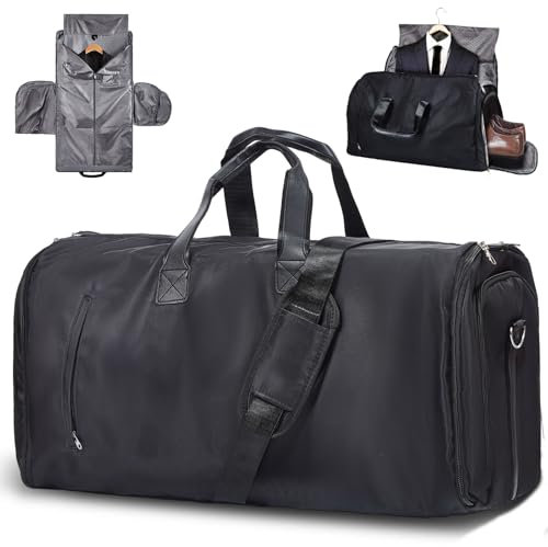 SINZUX 60L Housses de Costume de Voyage Housses de Vêtements avec bandoulière, 3 en 1 Convertible Housse Costume Homme, imperméable Sac de Sport Poches de Rangeme Sac de Protection pour Costumes
