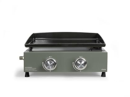 LIVOO – Plancha de gas 2 quemadores DOC323 – Potencia total de 5 kW, 45,5 x 35,5 cm, 4 a 6 personas, butano y propano