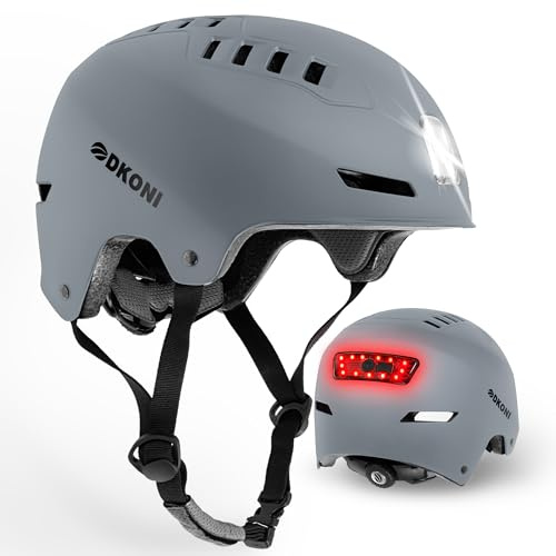 DKONI Fahrradhelm für Erwachsene, USB-aufladbare Vor- und Rücklichter | Fahrrad, Helm