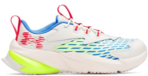 Under Armour Jungen Vorschule Scramjet 7, leichter Turnschuh für die Schule, Jungenschuhe mit Schnürsenkeln, atmungsaktive Kindersportschuhe mit Leder,Summit White / High Vis Yellow / Racer Red,33