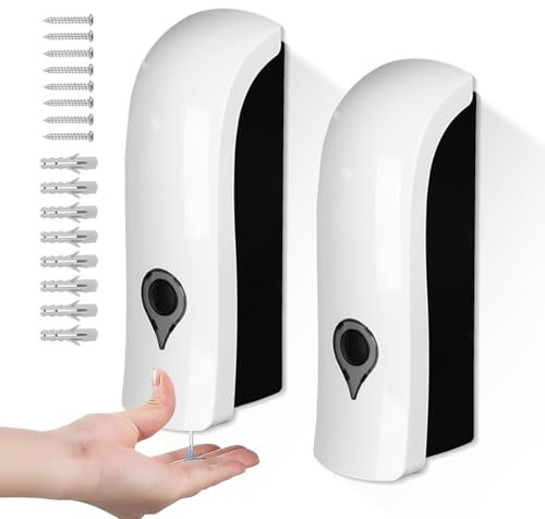 WANDGU Distributeur de Savon Mural sans Perçage: Distributeur de Savon Mural, Distributeur Savon Liquide pour Gel Douche, Shampoing, Savon, Liquide Vaisselle (2 x 400 ML)