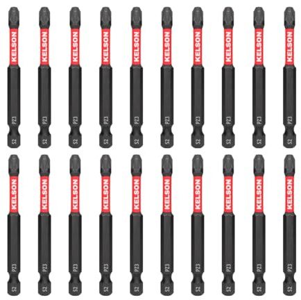 KELSON 20pcs PZ3 75mm Pozi 3 Impact Rated Screwdriver Bits 1/4 Universal