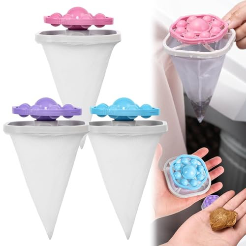 Filterbeutel Waschmaschine Haarentferner, 3 Stück Floating Hair Filtering Mesh Removal, Tierhaarentferner Waschmaschine, Wiederverwendbarer Haarfilter Netz Beutel