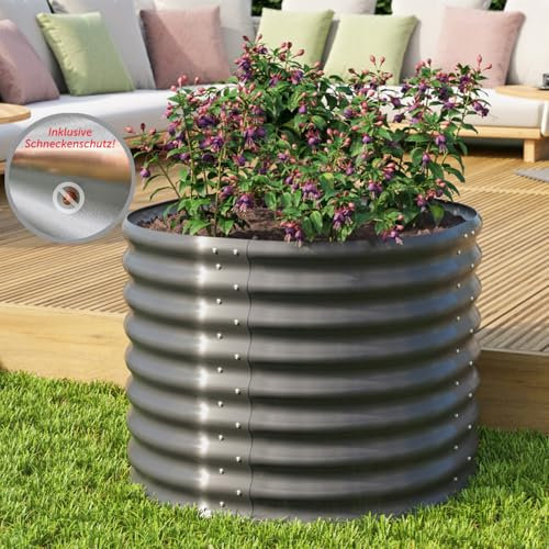 Vitavia Hochbeet Vita 630 RUND, Granit | Wetterfest aus Zincalume® | Ergonomisch & Rückenschonend | Schutz vor Schnecken & Unkraut | Perfekt für Gemüse & Blumen