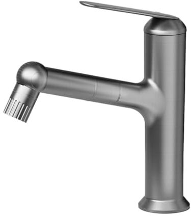 Mischbatterie Bad Ausziehbar Einhebelmischer Heißer und Kalter Bad Armatur Waschbecken 2 Modus,grau