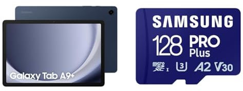 SAMSUNG Galaxy Tab A9+ con MicroSD PRO Plus 128GB, Display 11.0 TFT LCD PLS, Wi-Fi, RAM 4GB, 64GB, 7.040 mAh, Qualcomm SM6375, Android 13, Navy, [Versione italiana] 2023