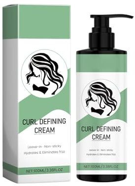 Curling cream Lockencreme ROSMARINUS & ARGANIA für alle Lockentypen, Curly Hair Friendly, Definiert & Verleiht Sprungkraft, Lockencreme, Pflegende Locken, 100 ml (Green, 14X3.8X3.8cm)