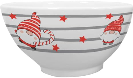 GEDALABELS Müslischale Wichtel Streifen 500ml | Weihnachten | Kekse | Christmas | Advent | Winter | Sterne, Grau