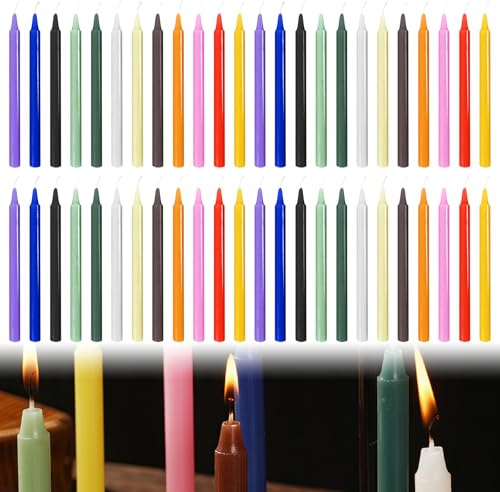 48 Stück Stabkerzen Bunt: Kerzen Kleine Dripless, 15 cm hoch, Spitzkerzen, Leuchterkerzen für Chimes, Kerzenset, Bunte Kerzen, Stabkerzen Pastellfarben für Gemeinde, Geburtstag, Bankett, Hochzeit