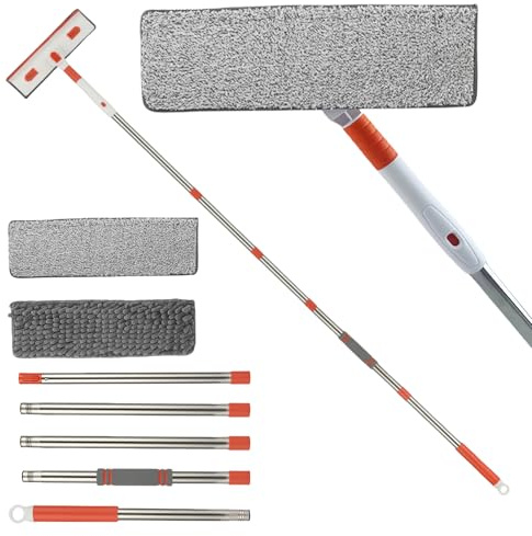 2M/6.8FT Window Cleaning Equipment,Window Squeegee Cleaner Kit with Extension Pole,Extendable Window Cleaning Pole Tool For Outdoor Home Commercial Use