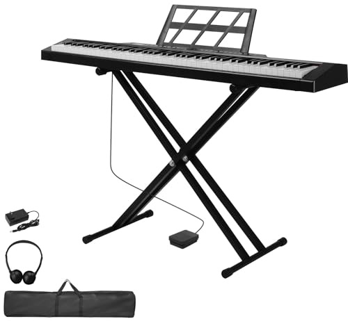 GPP-105/BD-882 88 Key Half Hammer Keyboard Portable Double Tube X-Stand Black Electric Piano
