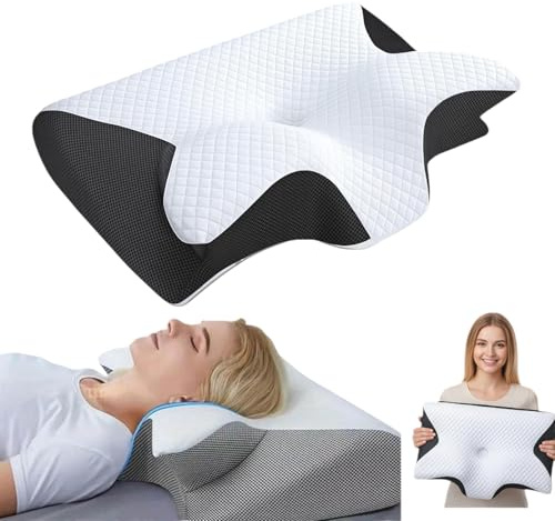ZYVO Rest Pillow Kopf - Nacken Therapiekissen Schlafapnoe Orthopädisches Kissen Schnarchen Apnoe Unterstützung des Nackens Abnehmbarer und waschbarer Schlafprobleme wirksam verbessern (Schwarz)