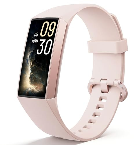 Jimhaby Fitness Tracker Smartwatch,24/7 Heart Rate,1.13 AMOLED,IP68, Pink