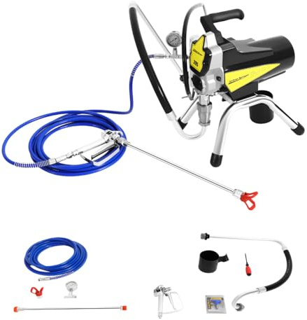 Airless - Sistema de pulverización de pintura eléctrico, pulverizador de alta presión de 227 bar, 2,5 l/min, potencia de 1800 W, para pintura de pared, pintura de látex, barniz y barniz, incluye
