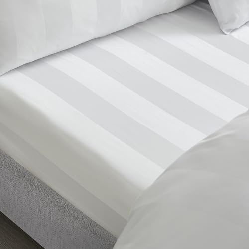 Catherine Lansfield So Soft Satin Stripe Single Fitted Sheet White