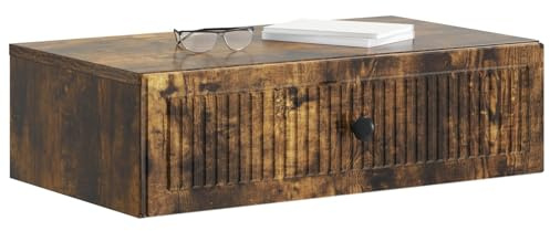 vidaXL Wandmontierter Beistelltisch Geräucherte Eiche Holzwerkstoff, Moderner Wohnraum, rechteckiger Beistelltisch mit viel Stauraum, wandmontierte Möbel, kompakte Lösung aus Holz