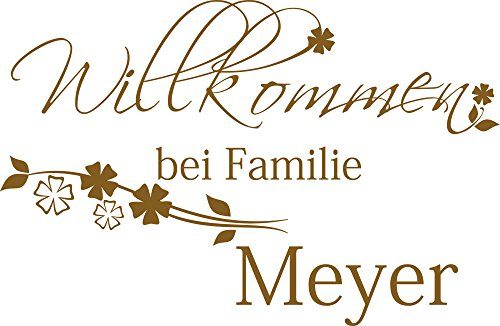 GRAZDesign Wandtattoo Willkommen bei Familie Wunschname für Flur, Wandsticker Flur und Diele, Eingang, Wandtattoo Sprüche Wandsprüche, Sticker Aufkleber modern - 61x40cm / 091 gold