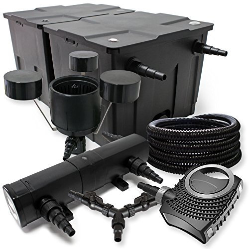 SunSun Komplettset: CBF-350B Teichfilter bis 60000 L Teichfilteranlage, CTF-8000 Teichpumpe 8000l/h 70W, CUV-224 Teichklärer 24W, 25m Teichschlauch 25 mm, CSP-250 Skimmer 2500l/h 45W, Y-Verteiler