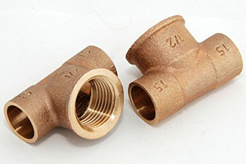 T-Stück 15mm - 1/2' / 4130g, Rotguss (VE 2 Stk) Rotgussfitting red brass gunmetal, Klimaanlage Klimatechnik Wasser Heizung Gas Solar heating refrigerant