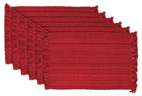 DII Tonal Fringe Placemat, Set of 6, Variegated Tango Red - Perfect for Fall, Dinner Parties, BBQs, Christmas and Everyday Use