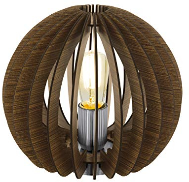 EGLO Tischlampe Cossano, Nachttisch Stahl in nickel-matt, Holz in braun E27 Fassung