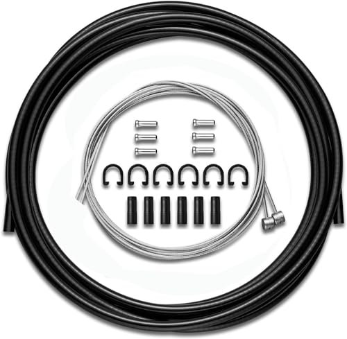 Fat-Cattie Universal Standard Brake Cable Set,Bike Cable Housing Kit,Bike Brake Cable Kit,Bicycle Transmission Line For MTB or Road Bikes, 9.8ft Black