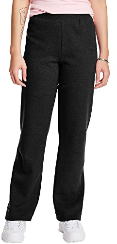 Hanes Women's Open Leg Sweatpants, EcoSmart Fleece Sweats, Regular & Petite, Ebony, X-Large