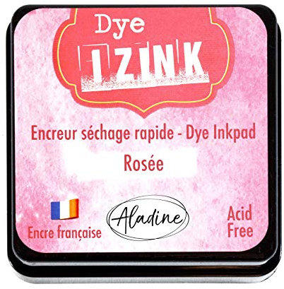 Aladine - Izink Dye Rosée Stempelkissen – Schnelltrocknend für Stempel und Schablonen – Scrapbooking und kreative Karten – französische Tinte – Größe M – 5 x 5 cm – Farbe: Rosa