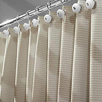 mDesign Luxus Duschvorhang Baumwollmischgewebe - 180 x 180 cm, Farbe: Beige - Vorhang Badezimmer - Dusche Badewanne - Pflegeleicht
