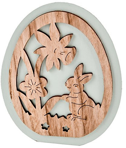 Dadeldo Living & Lifestyle Ei -Cozy Country- Holz 16cm Mint-Natur Osterdeko Frühlingsdeko Ostern