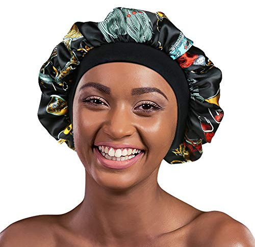 Alnorm Satin Bonnet for Sleeping Double Layer Night Cap with Soft Elastic