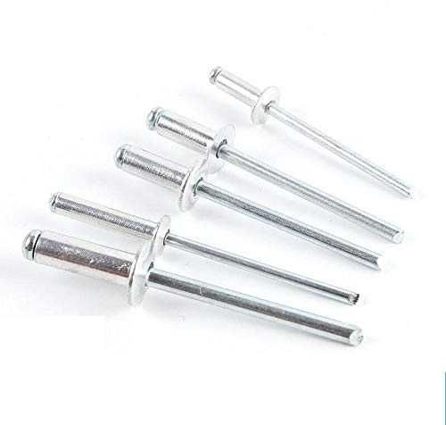 Rivetti SUPERTOOL - Rivetti in alluminio a flangia grande, 2,4/3,2/4/4,8 mm, confezione da 50 (4 x 20 mm)