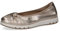 CAPRICE Comfort Damen Ballerinas aus Leder Runde Spitze, Metallisch (Platin Metal.), 37 EU
