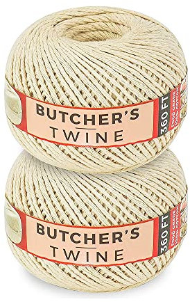 SteadMax 3Ply 200 m Butchers Twine 2 mm Unbleached 100% Natural Cotton Twine, Food Safe Cooking, Durable Tying, Trussing Meat and Roasting, Easy Dispensing, Baking, DIY Crafting, Wrapping