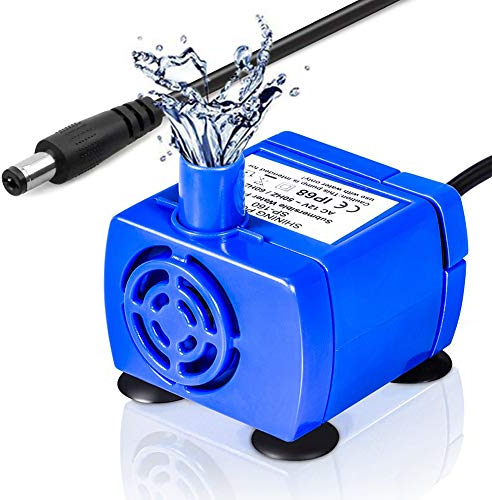 Pompa Acquario Per Gatti Animali, Pompa Fontanella per Gatti, Pompa Acqua Gatto, Pompa Acqua Presepe 12 V, Pompa Fontanella da 1.6 Litri, Cavo Lungo 1.8 M, Blu