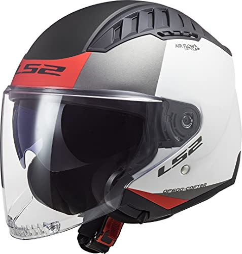LS2, motohelm jet Copter urbane weiss rot, L