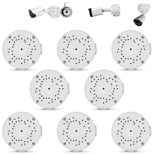 【Only Compatible with Bullet Cameras】 Universal Bullet Security Camera Mount Bracket Hide Cable, Metal Electric Enclosure, Waterproof Outdoor Camera Cover, Base Junction Box for CCTV Cams (8 Pack)