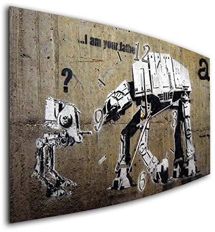 BM Funk Quarz Wanduhr Funkwanduhr Funkwanduhren Funkuhr Funkuhren kein Ticken lautlos geräuschlos leise modern ohne Tickgeräusche groß XXL Wohnzimmer Küche Streetart Kunst Banksy 105-1a