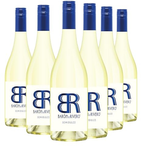 Barón de Rivero Semi Dulce - Pack 6 botellas de 75 cl - Vino blanco semidulce moscatel